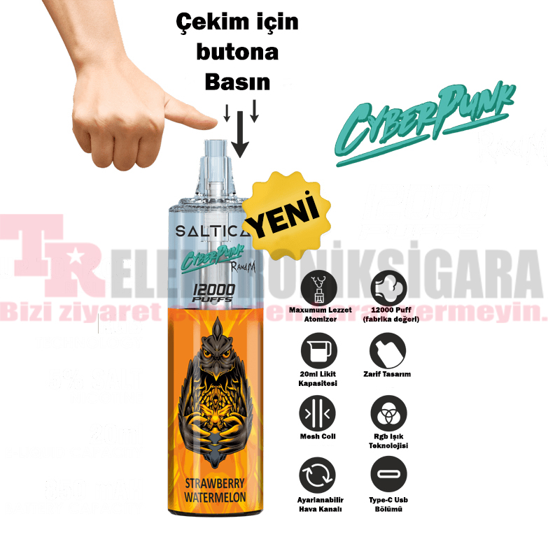 Saltica Cyberpunk 12000 Puff Bar 50mg Nikotin Blueberry Sour Raspberry