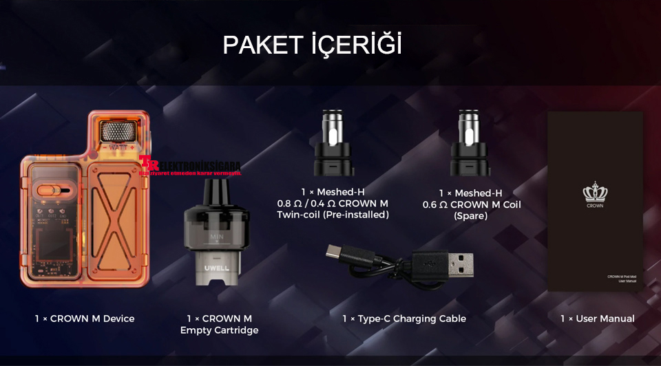 Uwell CROWN M Pod Kit 1000mAh Elektronik Sigara