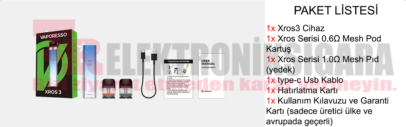 Vaporesso Xros 3 Pod Mod Kit Elektronik Sigara 1000mAh 