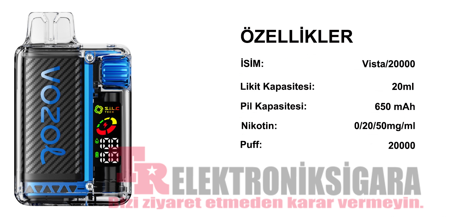Vozol Vista 20000 Puff Bar %5 Nikotin Sour Apple İce